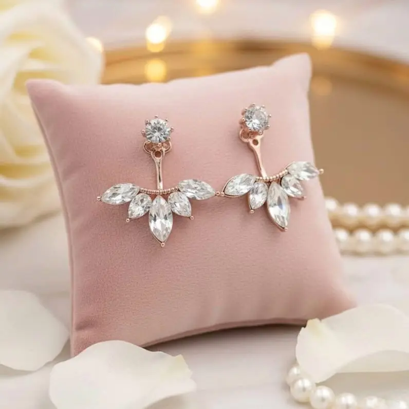 Orecchini Crystal Leaf con Zirconi Taglio Marquise