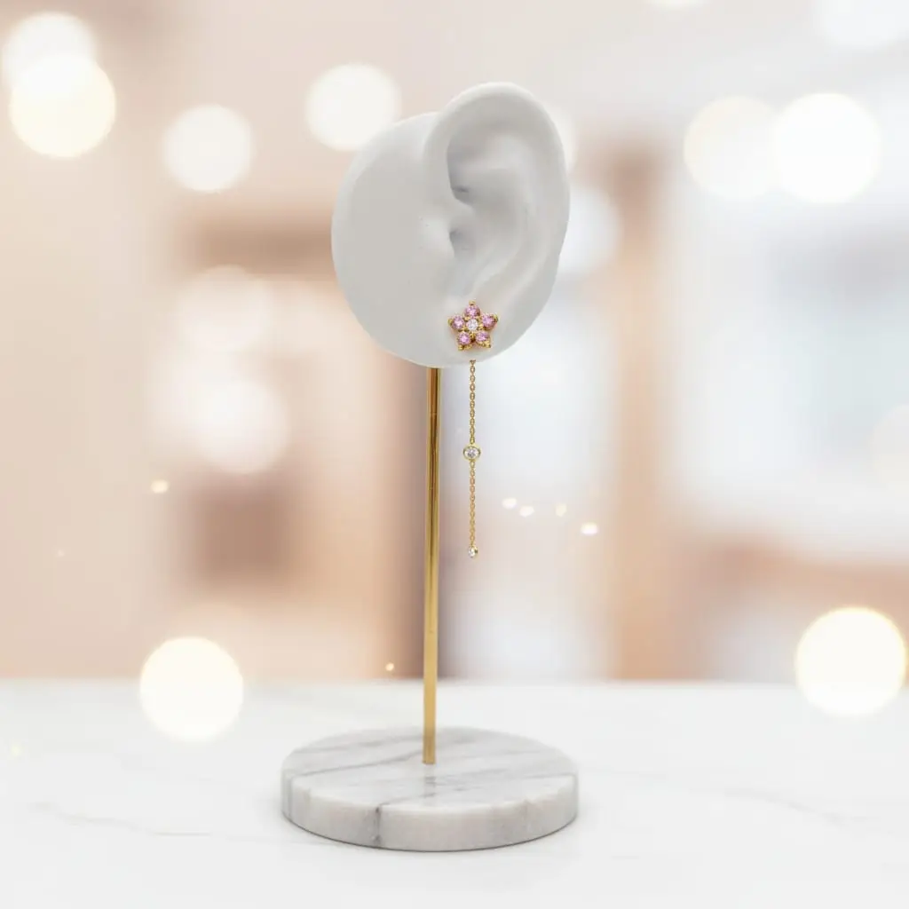 Orecchini Flower Drops Rosa Pendenti in Argento 925